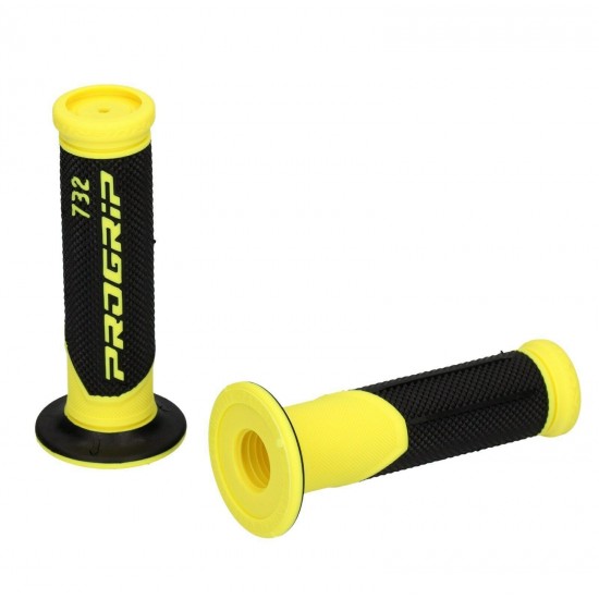 PRO GRIP MOTORCYCLE ROAD GRIPS SOFT TOUCH YELLOW / BLACK MODEL 732