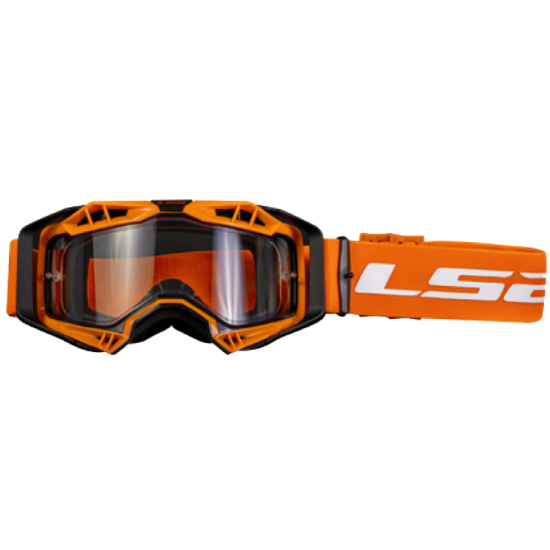 LS2 AURA ADULT MOTOCROSS GOGGLES ORANGE WITH CLEAR LENS