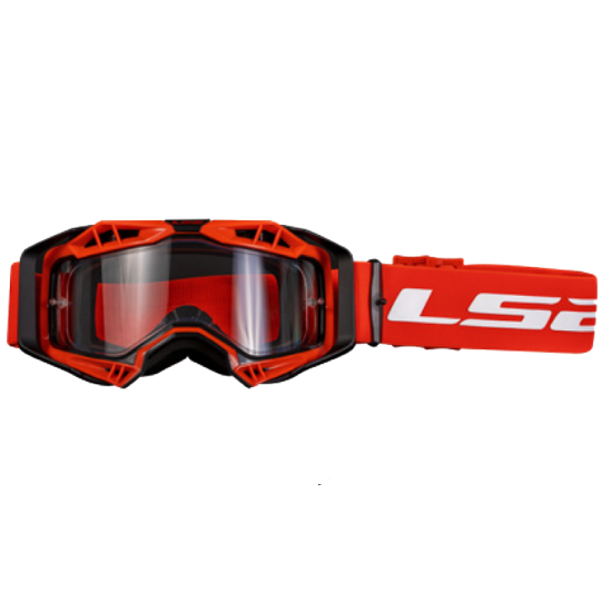 LS2 AURA ADULT MOTOCROSS GOGGLES RED WITH CLEAR LENS