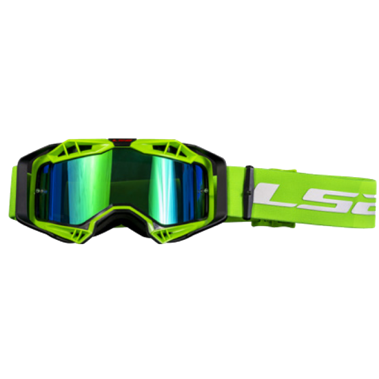 LS2 AURA PRO ADULT MOTOCROSS GOGGLES GREEN WITH MIRRORED LENS
