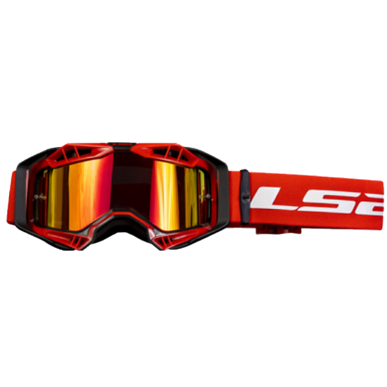 LS2 AURA PRO ADULT MOTOCROSS GOGGLES RED WITH MIRRORED LENS