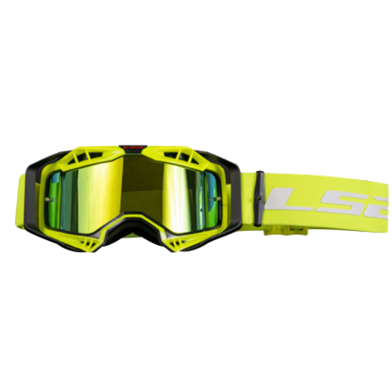 LS2 AURA PRO ADULT MOTOCROSS GOGGLES YELLOW WITH MIRRORED LENS