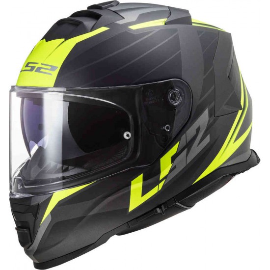 LS2 STORM NERVE BLACK/YELLOW FULL FACE MOTORCYCLE HELMET DVS ECE 22.05 ACU APPROVED