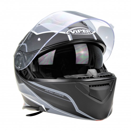 VIPER RSV171 BL + 3.0 PINLOCK BLUETOOTH FLIP MOTORCYCLE HELMET TOURING RAZE GREY