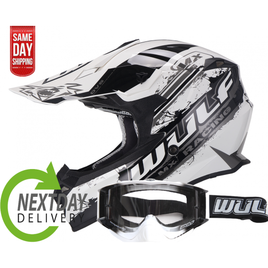 WULFSPORT ADULT PRO HELMET + GOGGLES COMBO WHITE