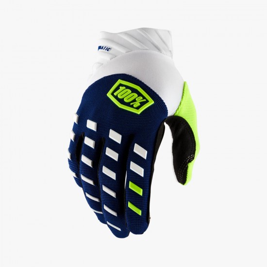100% AIRMATIC NAVY/WHITE GLOVES MOTO/MTB ADULT