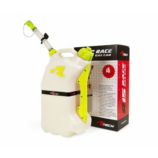RTECH FUEL CAN 15 LITRE WITH  FLEXIBLE HOSE SPOUT CLEAR YELLOW