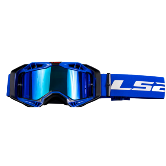LS2 AURA PRO ADULT MOTOCROSS GOGGLES BLUE WITH MIRRORED LENS