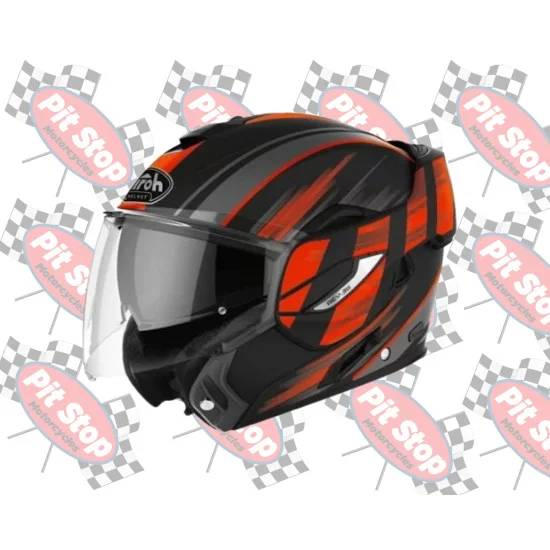 AIROH-REV-19-IKON-MODULAR-FLIP-OVER-MOTORCYCLE-HELMET -MATT-ORANGE/BLACK-ACU-GOLD-APPROVED-FOR-SALE-AT-PITSTOP-MOTORCYCLES-HULL