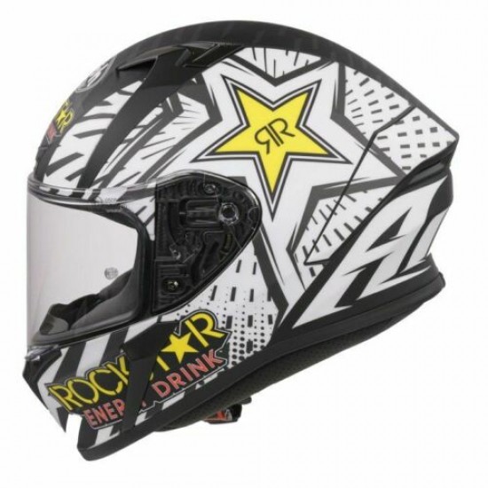 AIROH VALOR LIMITED EDITION ROCKSTAR MOTORCYCLE HELMET BLACK/WHITE/YELLOW