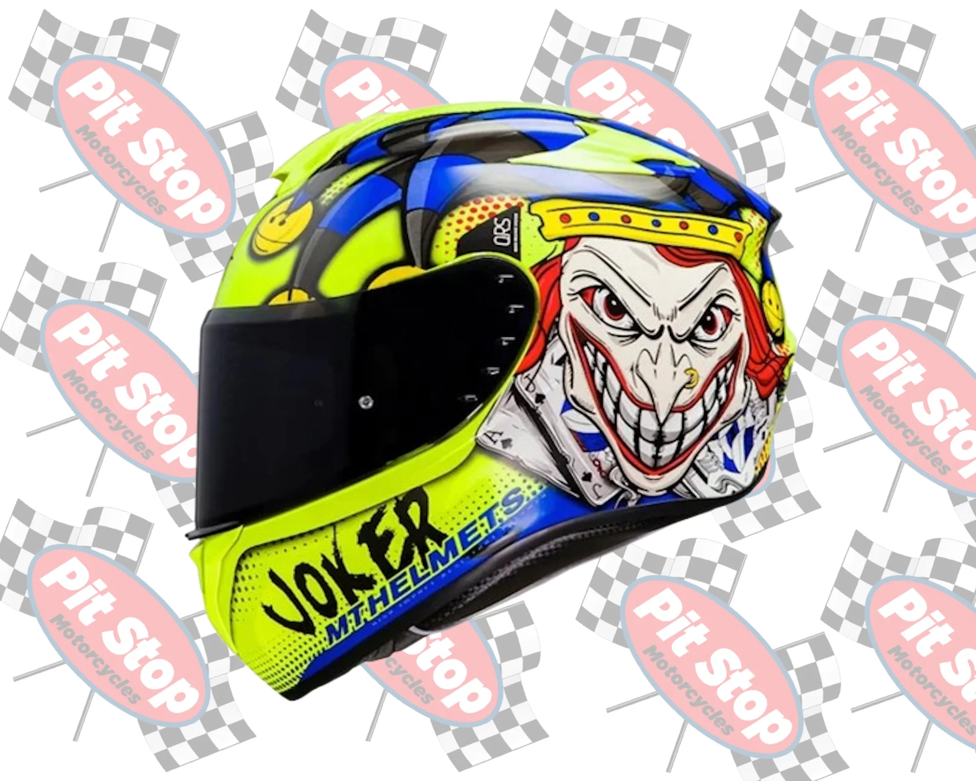 mt targo joker blue/fluo yellow motorcycle helmet