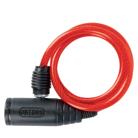 OXFORD BUMPER CABLE LOCK RED 6MM X 600MM 