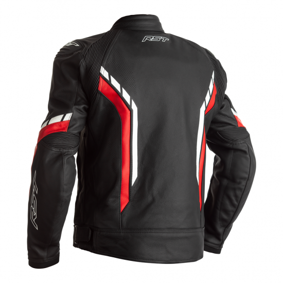 RST AXIS CE MENS LEATHER JACKET BLACK-RED-WHITE 