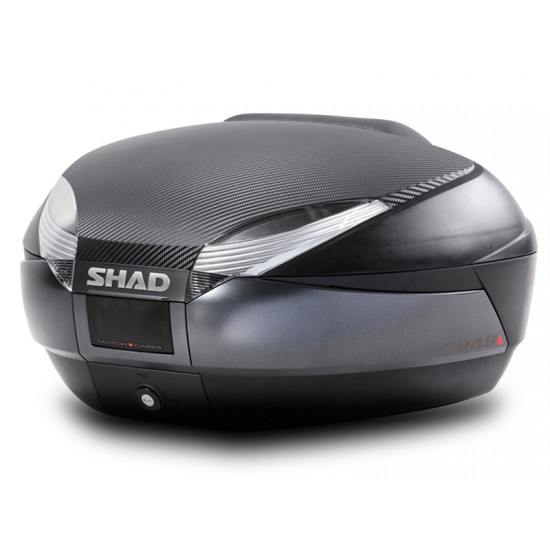 SHAD SH48 TOP BOX DARK GREY INC BACKREST AND CARBON COVER