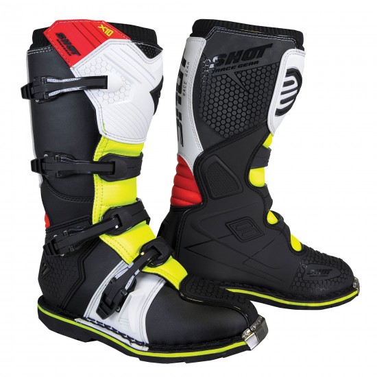 SHOT X10 2.0 MX BOOTS ADULT -BLACK-RED-WHITE-YELLOW