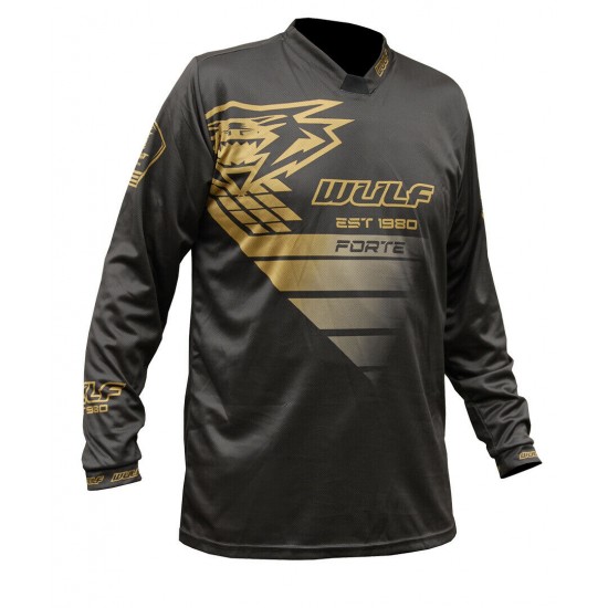 WULFSPORT ADULT MOTOCROSS FORTE JERSEY BLACK/ GOLD LIMITED EDITION